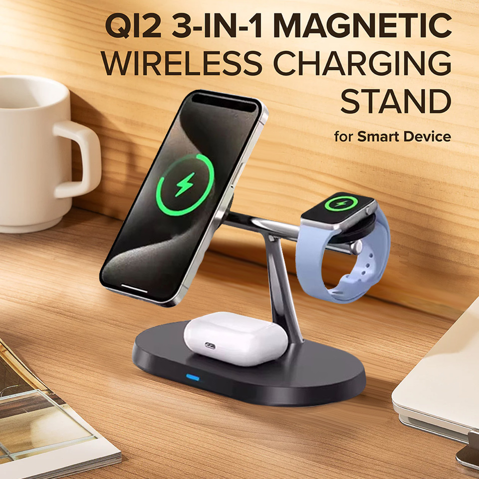 Watch Charger Cable - 3 in 1 マグネット式ワイヤレス充電スタンド（MacSafe対応 iPhone 17/16/15/14