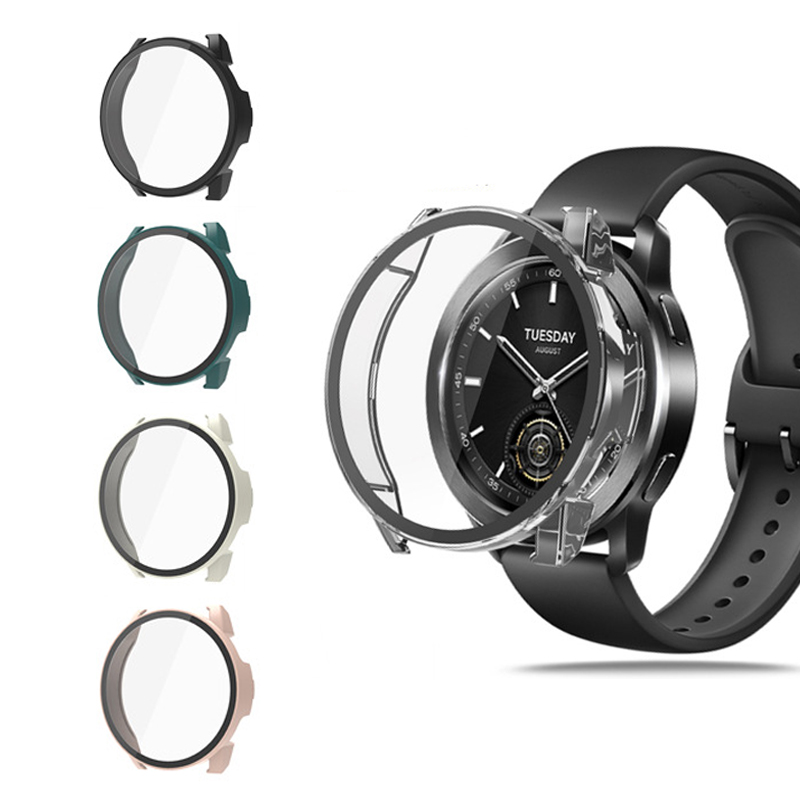 Xiaomi Smartwatch S3 Accessories - Xiaomi Watch s3用のハードエッジ保護ガラス,スマート保護バンパープロテクターケース
