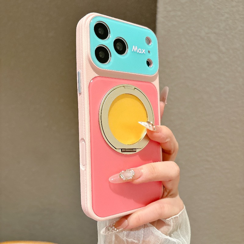 Magnetic Charging Stand - 高級カメラ保護リング付きマグネットスタンドホルダーケース iPhone 18 17 16 15