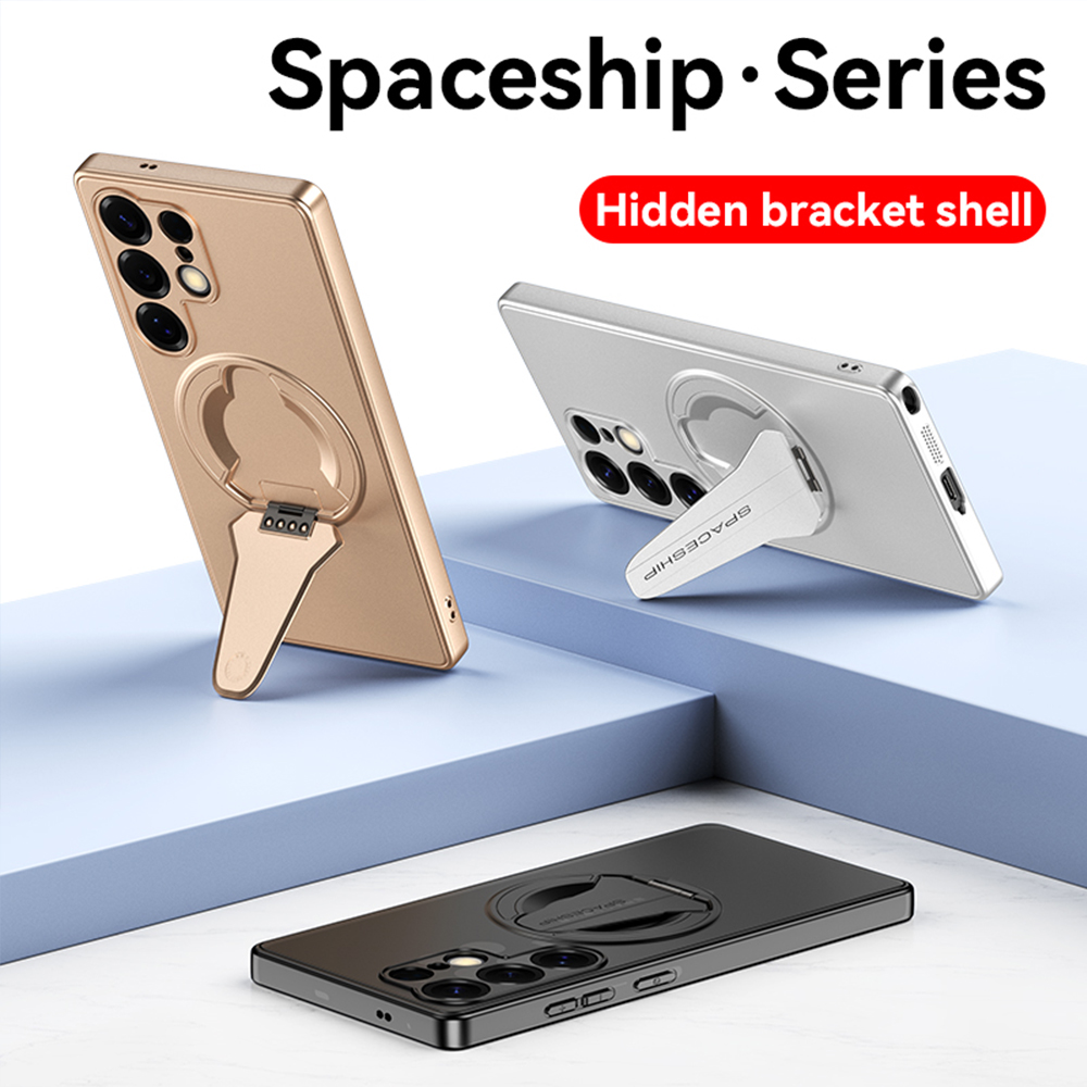 Magnetic Charging Stand - Samsung S25 Ultra/S25/S25 Plus/S25 Edge用 磁気式高級隠し折りたたみスタンド付きスマホケース