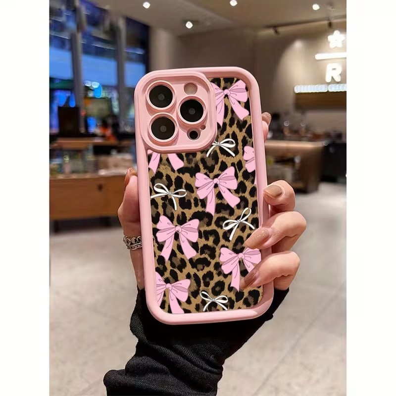 Apple Iphone 15 Pro Max - レオパード柄リボン付きスマホケース iPhone 18 17 16 15