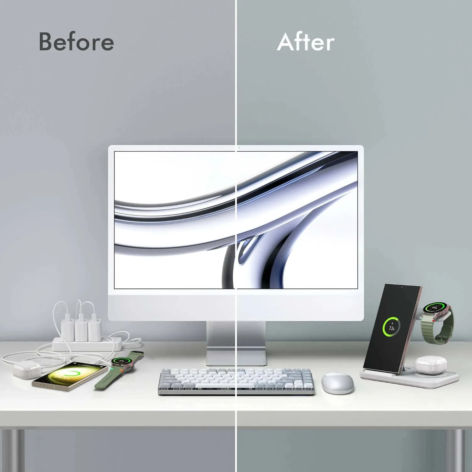 デスクトップ3-in-1ワイヤレス充電ステーション（Sams - Watch Charger Cable のレビューと価格