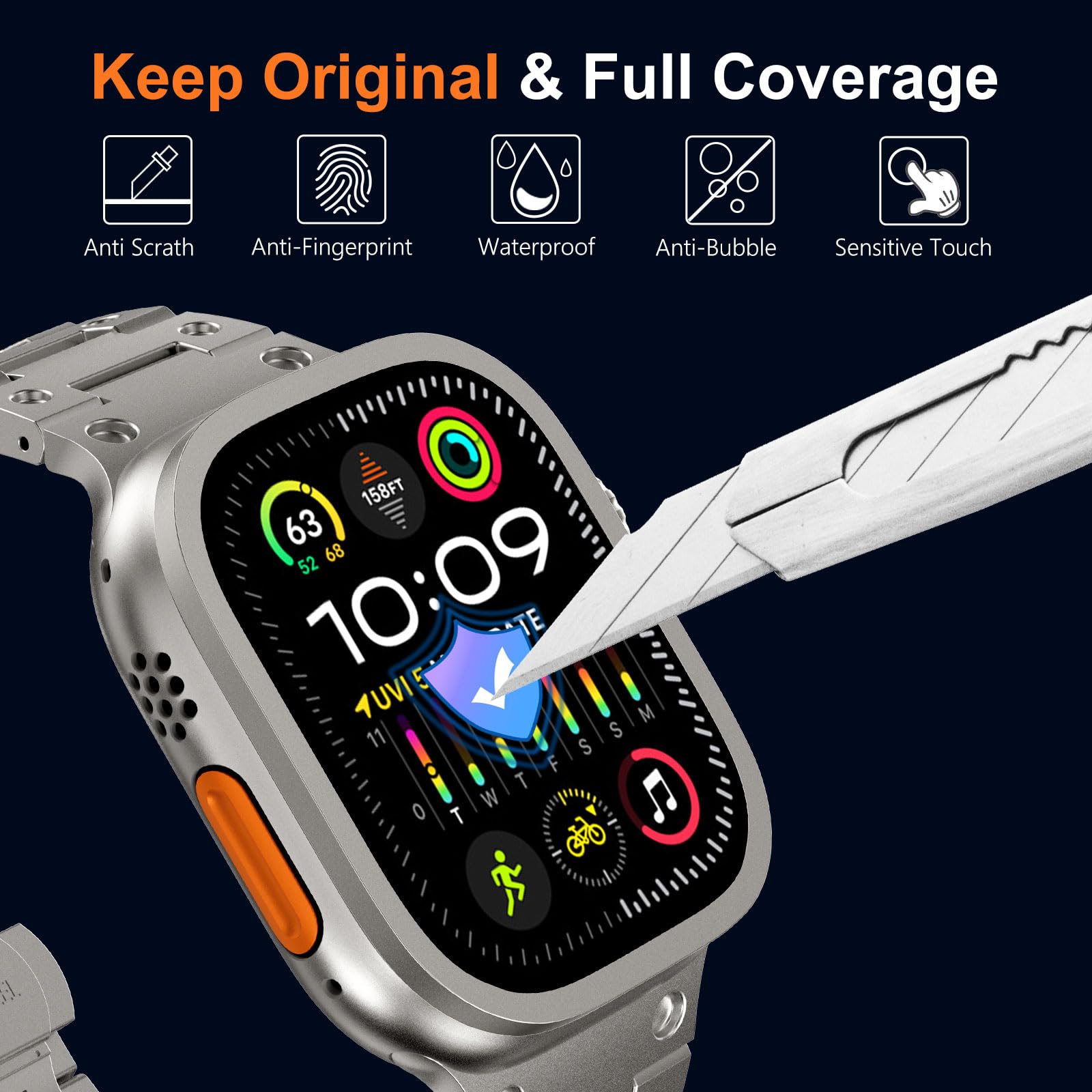 Apple Watch用の傷防止強化ガラス,チタンメタルフレ - Smartwatch Case のレビューと価格