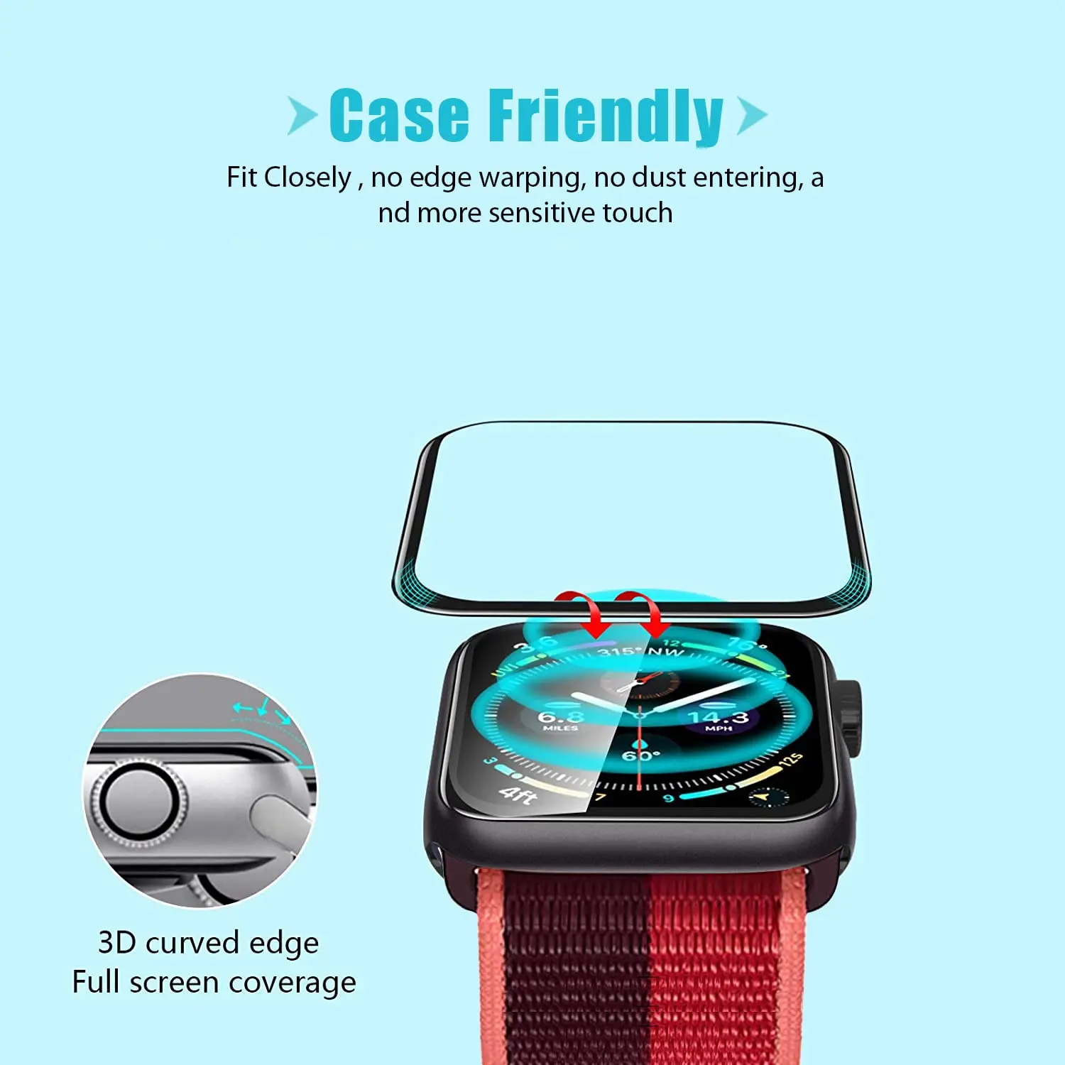 スクリーンプロテクター 3D強化ガラスフィルム Apple  - Smartwatch Case のレビューと価格