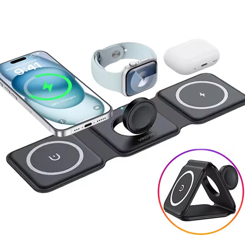 3-in-1 磁気折りたたみ式ワイヤレス充電器、15W急速充 - Watch Charger Cable のレビューと価格