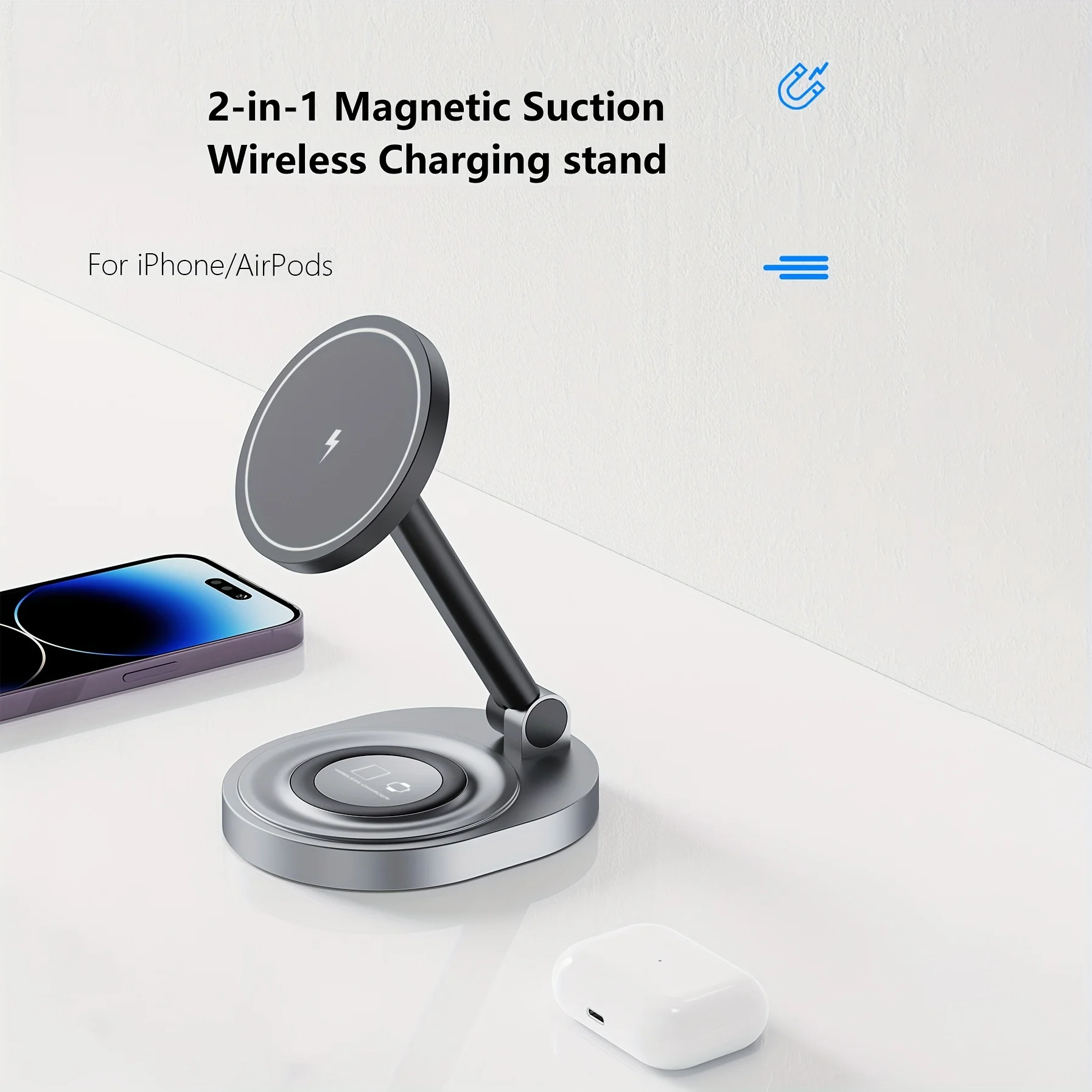 2 で 1 磁気ワイヤレス充電器スタンドパッド iPhone - Watch Charger Cable のレビューと価格