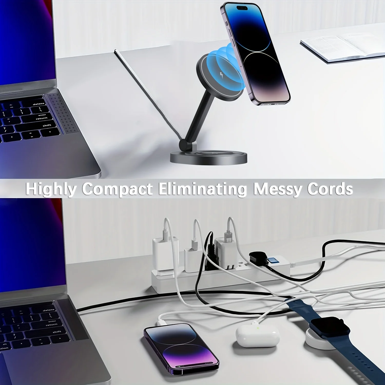2 で 1 磁気ワイヤレス充電器スタンドパッド iPhone - Watch Charger Cable のレビューと価格