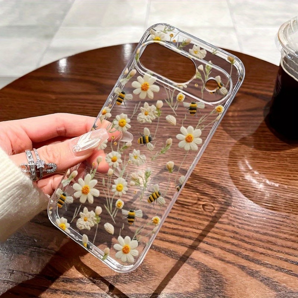 かわいいミツバチの花柄ソフトクリア電話ケース Google  - Google Pixel 9 のレビューと価格