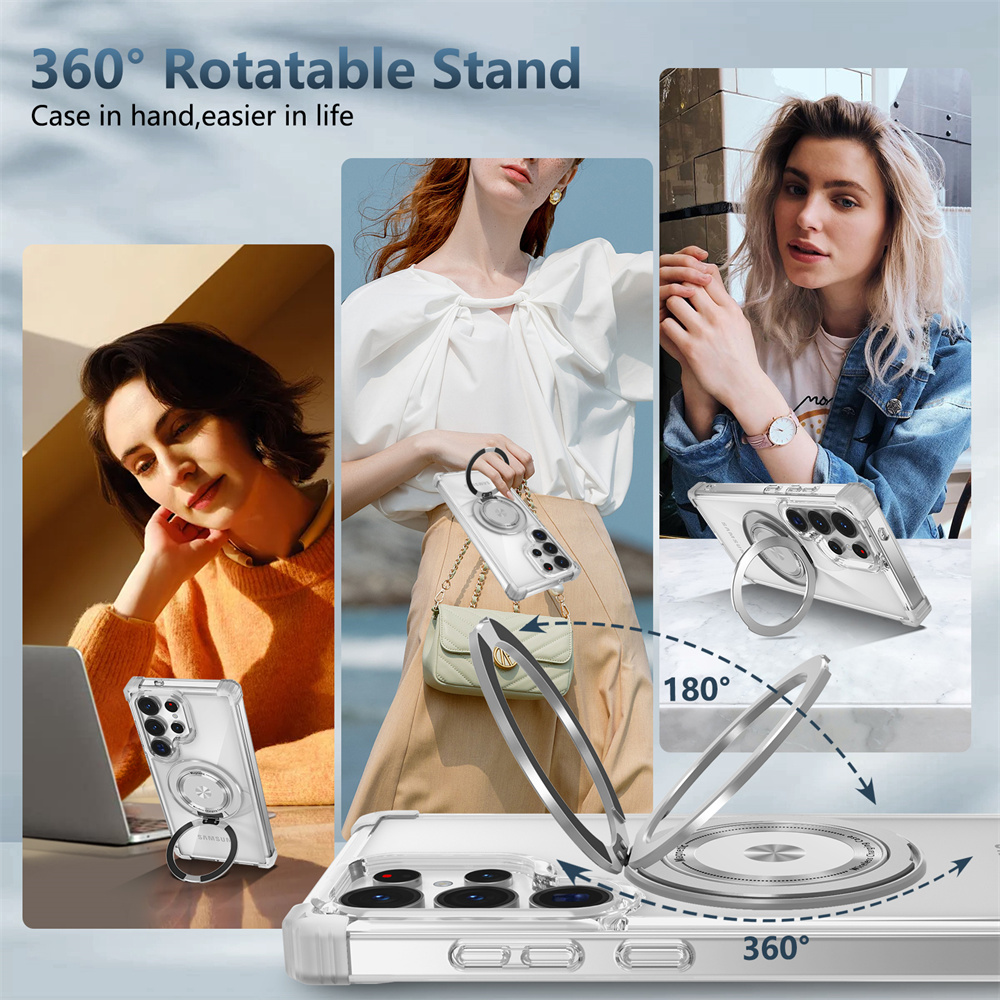 360 ° 回転式磁気ワイヤレス充電スタンド付きクリアケース - Magnetic Charging Stand のレビューと価格